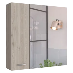 Medicine Cabinet Prague, Four Internal Shelves, Double Door, Light Gray Finish