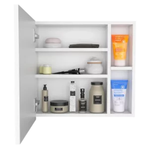 Medicine Cabinet Viking, Three Internal Shelves, Single Door, Two External Shelves, White Finish