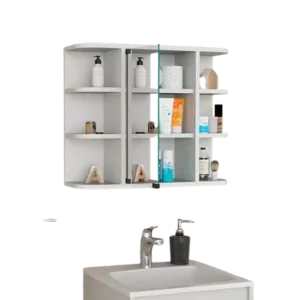 White Finish Medicine Cabinet Milano with Six External Shelves Mirror