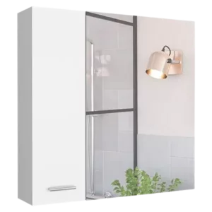White Finish Medicine Cabinet Prague with Four Internal Shelves and Double Door