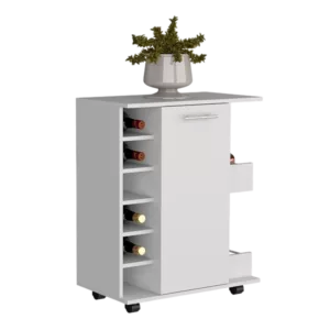 Kitchen Island Wynne with Storage and Cabinet, White / Macadamia Finish