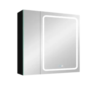 30x30 Inch LED Dimmer black Surface Mount Double Door Lighted Medicine Cabinet for Bathroom with Mirror Defogging
