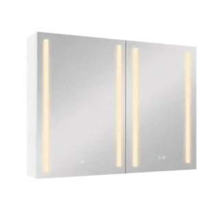 40x30 Inch LED Dimmer white Surface Mount Double Door Lighted Medicine Cabinet for Bathroom with Mirror Defogging