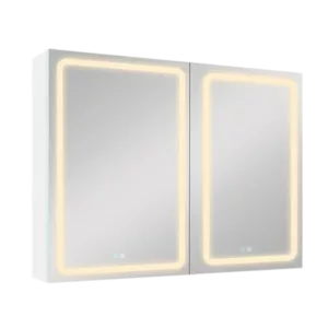 40x30 Inch LED Dimmer white Surface Mount Double Door Lighted Medicine Cabinet for Bathroom with Mirror Defogging