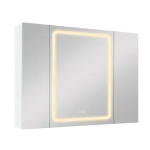 40x30 Inch Dimmer White Magic LED Bathroom Medicine Cabinet with Surface Mount, Three Door Brilliance and Lighted Perfection with Mirror Defogging