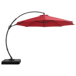 10Ft. Deluxe Patio Umbrella with Base, Outdoor Large Hanging Cantilever Curvy Umbrella in Red Color