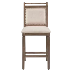 3-Piece Wood Counter Height Drop Leaf  Dining Table Set with 2 Upholstered Dining Chairs for Small Place, Brown