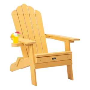 TALE Folding Adirondack Chair with Pullout Ottoman Foot Rest and Cup Holder, Oversized