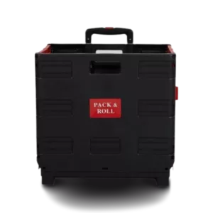 Multi-Function Folding Two-Wheeled Tool Box , Portable, Lightweight, and Adjustable Handle in Black