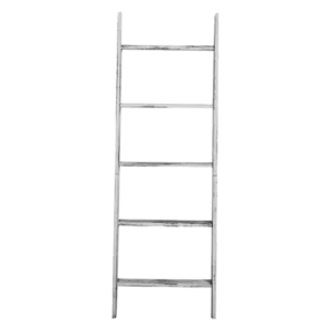 Wood Farmhouse 4.5 Ft Wall Leaning Wood Blanket Bathroom Bedroom Decorative Shelf - Vintage in White