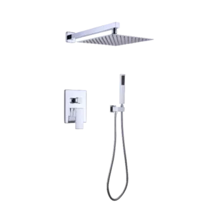 Wall Mounted Square Rainfall Pressure Balanced Complete Shower System in Silver Color