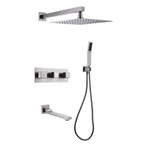 Eco-Friendly Brushed Nickel Rainfall Bathroom Shower System With Modern Design