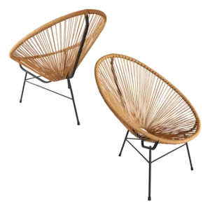 Set of 2 All-Weather Patio Chairs with Flexible Rope and Heavy Duty Frame