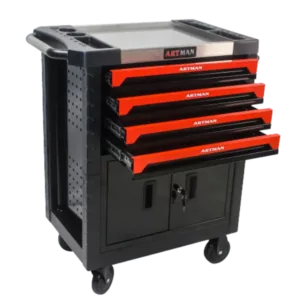 Removable 4 Drawers Tool Cart With Lock in Black