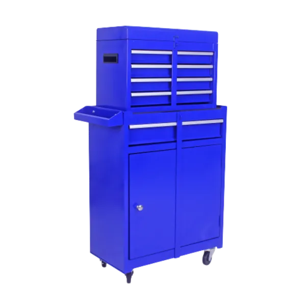 Detachable 5 Drawer Tool Chest with Bottom Cabinet and One Adjustable Shelf in Blue