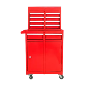 Detachable 5 Drawer Tool Chest with Bottom Cabinet and One Adjustable Shelf in Red