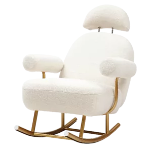Beige Fabric Rocking Chair of Metal Frame And  Legs Ideal for Living Room & Bedroom
