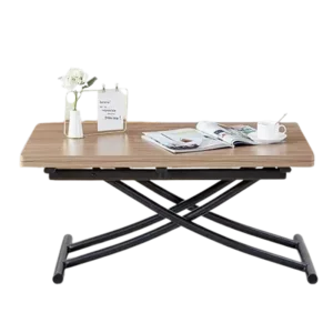 Modern Natural Wood Rectangular Wooden Top Dining Table Of Metal Legs For Dining Room