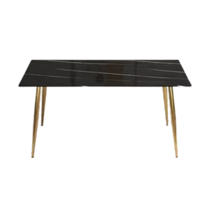 Modern minimalist rectangular black imitation marble dining table