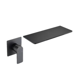 Single Handle Waterfall Wall Mounted Bathroom Faucet in Black Color