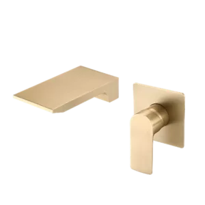 Single Handle Wall Mount Waterfall Bathroom Faucet in Gold Color