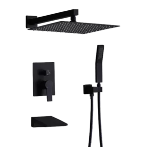 12 inch Shower System With Handheld Shower Head in Black
