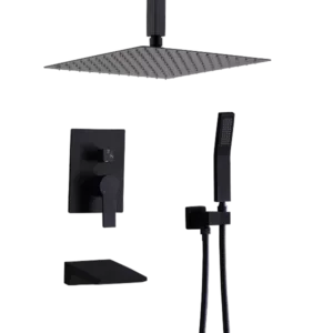 12 inch Shower System With Waterfall Tub Spout and Handheld Shower Head