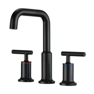 Widespread Bathroom Faucet 3 Holes 2 Handles Vanity Sink Faucet in Matte Black
