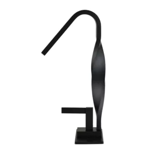Single Hole Bathroom Faucet with Deck plate in Matte Black