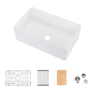 Fireclay 33" L X 20" W Workstation Farmhouse Kitchen Sink With Accessories