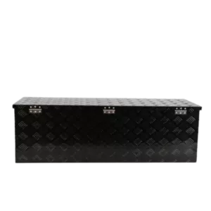 48-Inch Black Aluminum Tool Box for Automobiles with Lock, Side Handle, and Keys
