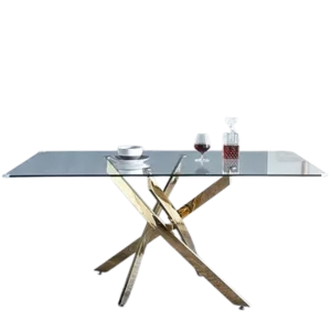 Rectangular Tempered Glass Dining Table For 6 People