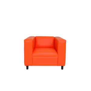 Solid Wood Frame Orange Faux Leather Sofa Chair for Living Room, Bedroom and Apartment.
