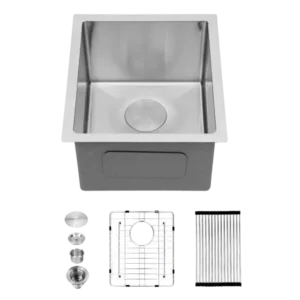 Bar Sink Undermount - Sarlai 14"x18" Undermount Single Bowl Stainless Steel Bar Prep Sink Small Kitchen Sink