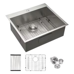 25x22x9 inch Kitchen Sink Drop In 18 Gauge Stainless Steel 25" Single Bowl Topmount Kitchen Sink Basin