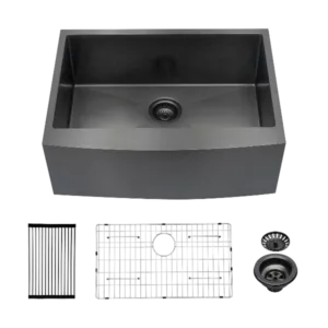 27 Gunmetal Black Farmhouse Sink - 27*21*10 Inch Kitchen Sink Stainless Steel 16 gauge Apron Front Kitchen Sink