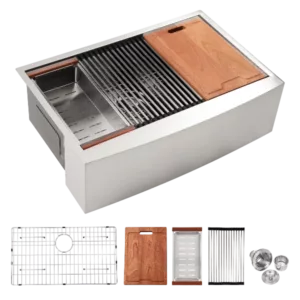 36 Farmhouse Sink Workstation - 36*22*10 Inch Kitchen Sink Stainless Steel 16 gauge Apron Front Kitchen Sink