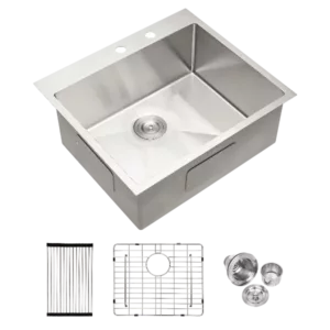 Stainless Steel Drop In Kitchen Sink - 25 Inch Drop-in Topmount Sinks 16 Gauge R10 Tight Radius Deep Single Bowl 25" Basin Sink
