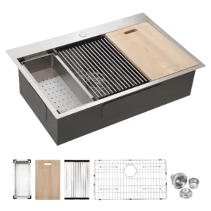 30 Drop In Kitchen Sink -  30 inch Kitchen Sink Topmount Ledge Workstation 18 Gauge Stainless Steel Single Bowl Kitchen Sink