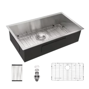33 Inch Undermount Sink - 33"x19"x9" Undermount Stainless Steel Kitchen Sink 18 Gauge 9 Inch Deep Single Bowl Kitchen Sink Basin