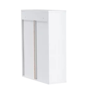 Wood wall-mounted storage cabinet, 5-layer toilet bathroom storage cabinet, multifunctional cabinet with adjustable door, white