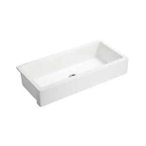 37 Inch Farmhouse Kitchen Sink, Apron Front Kitchen Sink Single Bowl White Fireclay Porcelain Ceramic Farm Kitchen Sinks 37"L x 19"W x 8"H