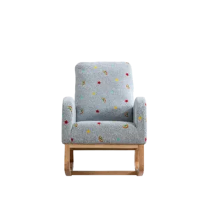 Blue Rocking Chair of Wooden Frame And  Legs Ideal for Living Room & Bedroom