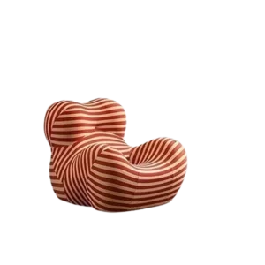 Mordern Red & Yellow Stripe Barrel Chair with Ottoman, ideal for Living Room Bedroom.
