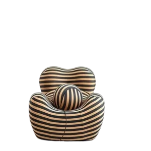 Mordern Black & Yellow Stripe Barrel Chair with Ottoman, ideal for Living Room Bedroom.