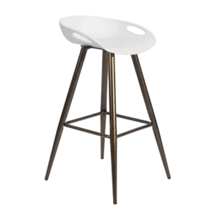 Modern White Backless Counter Stool with Metal Frame and Plastic Seat