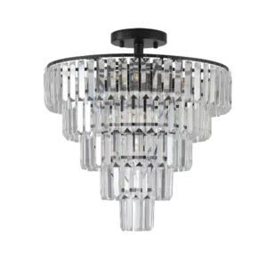 10-Light, Chrome Crystal Chandelier Inverted Triangle Design, Chandelier For Living Room with No Bulbs Included