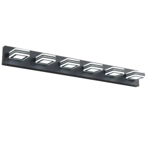 LED Modern Black Vanity Lights, 6-Lights Acrylic Matte Black Bathroom Vanity Lights Over Mirror