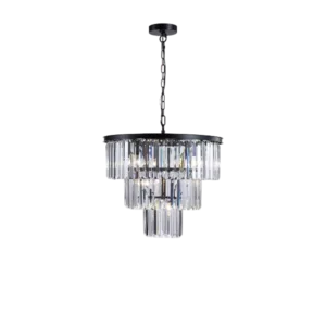 Annapolis 7 -Light Black Unique Tiered Chandelier with Crystal Accents For Indoor