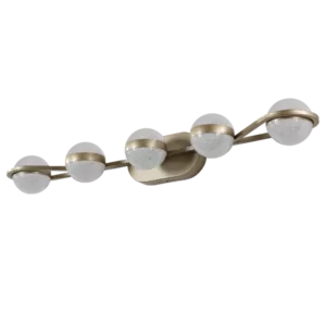 Modern Minimalist Bathroom Vanity Light, LED 5 Bulb Frosted Glass Shades, Wall Mounted Decorative Lighting Fixture, Suitable for Bathroom Vanity Mirror (Champagne Gold)